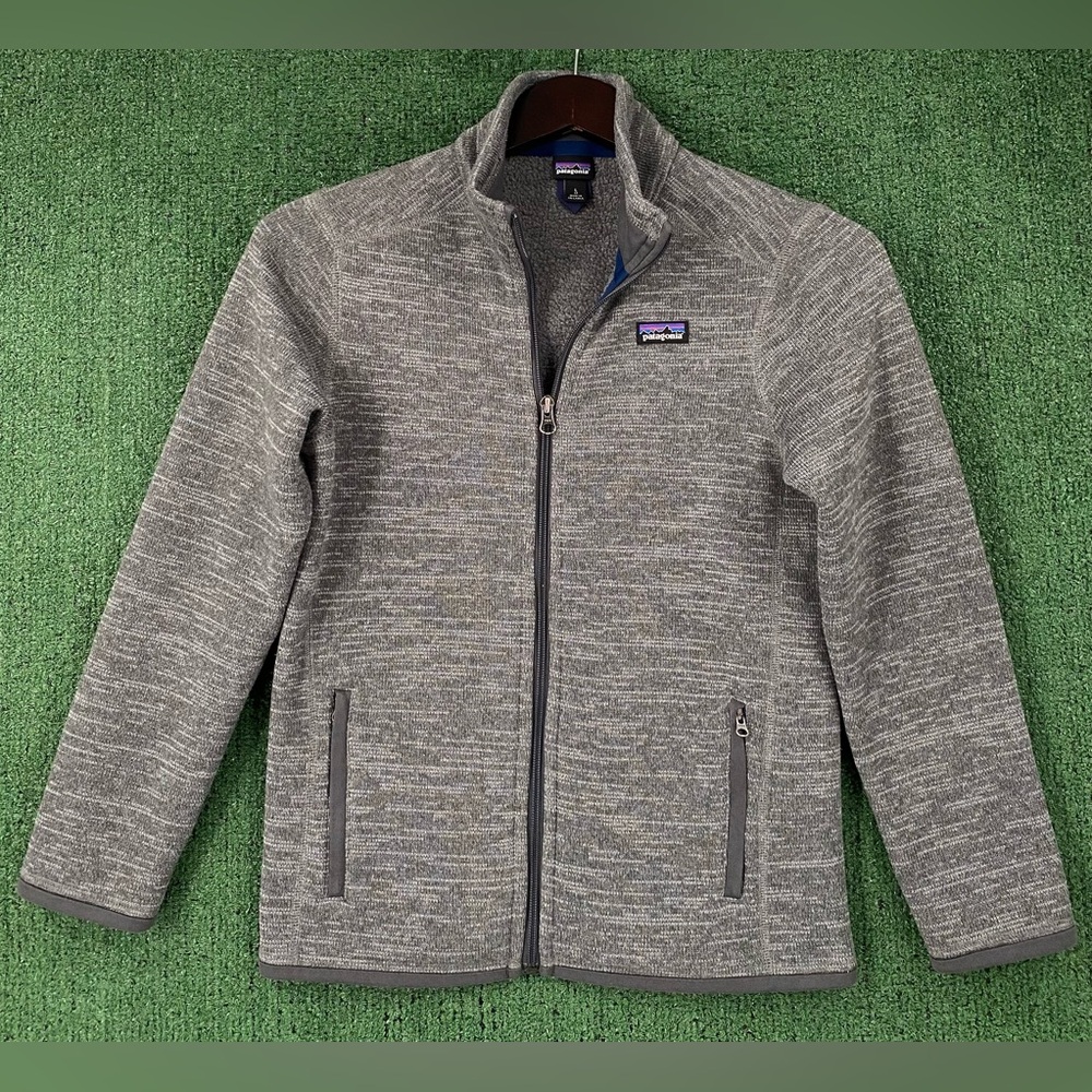 Patagonia Better Sweater Dark Grey Heather Full Zip Fleece Jacket Boy’s Large 12